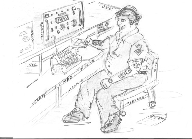 CLICK for larger Drawing of the
'Radio Guy' drawing by Vic Behan